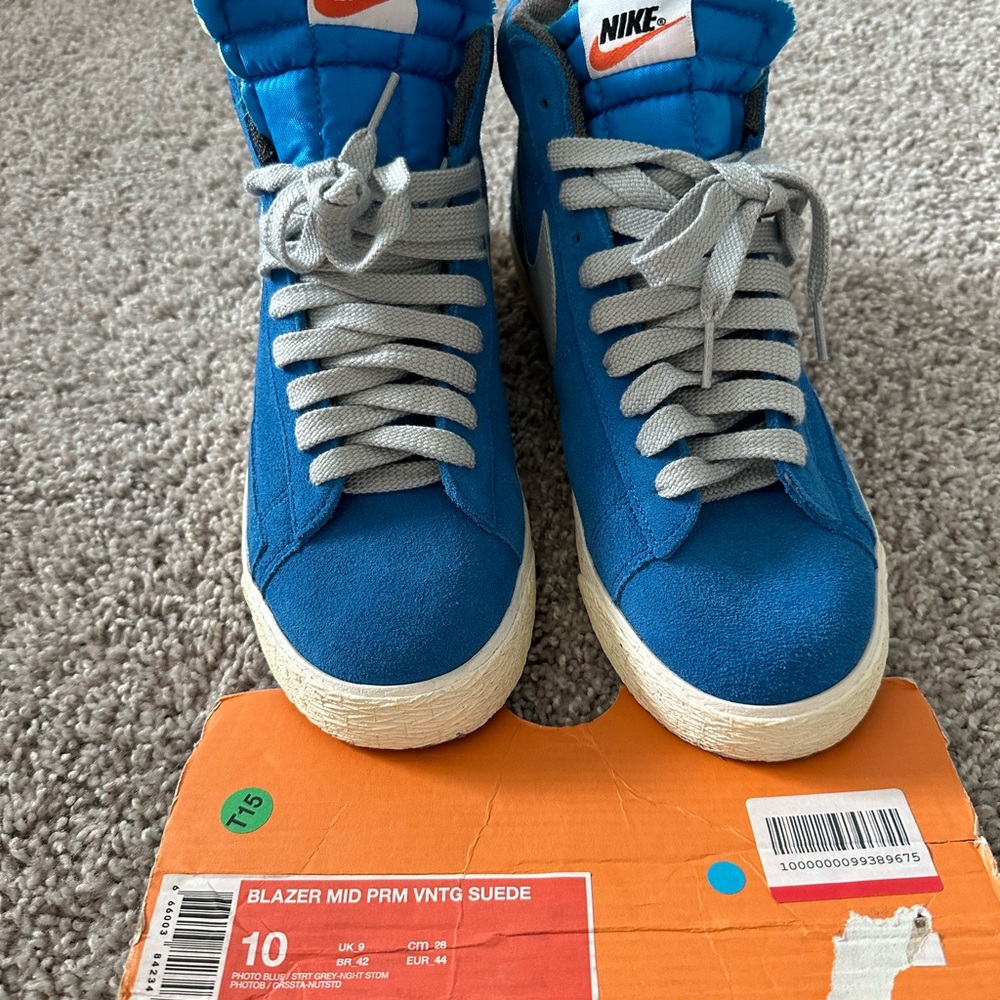 Nike Blue Suede Sneakers with White Sole